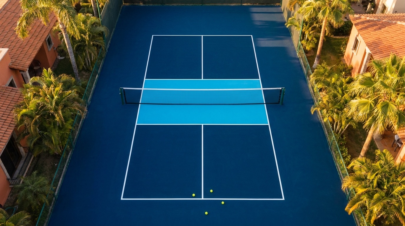 Reglas oficiales de pickleball USAPA — cancha con kitchen y zonas de juego para principiantes México